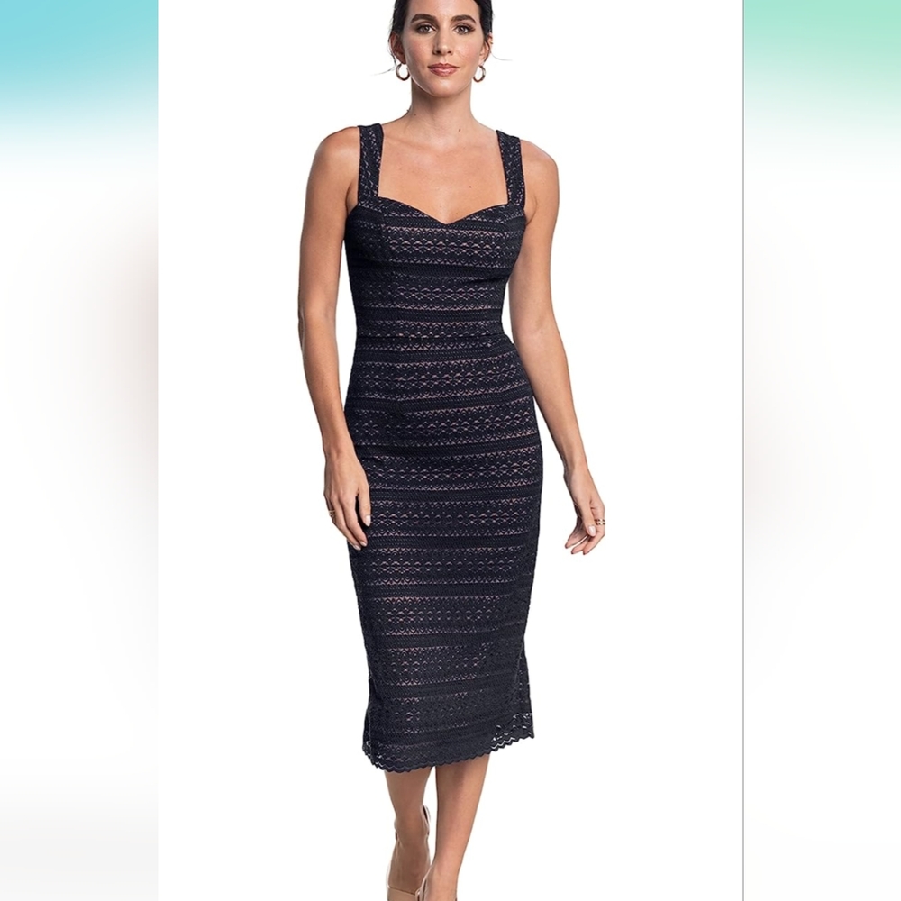 Dress the Population Sweetheart neck bodycon midi dress, M
